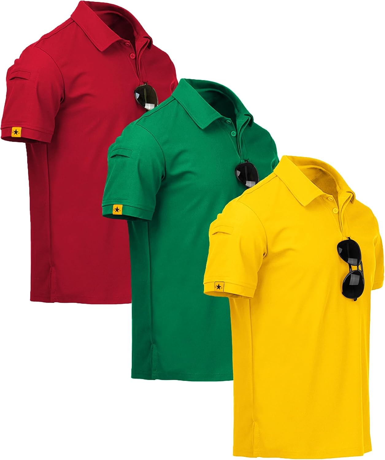 3 Pack Mens Polo Shirt Short Sleeve Sports Performance Business Casual Golf Shirts for Men Collared Tactical T-Shirts