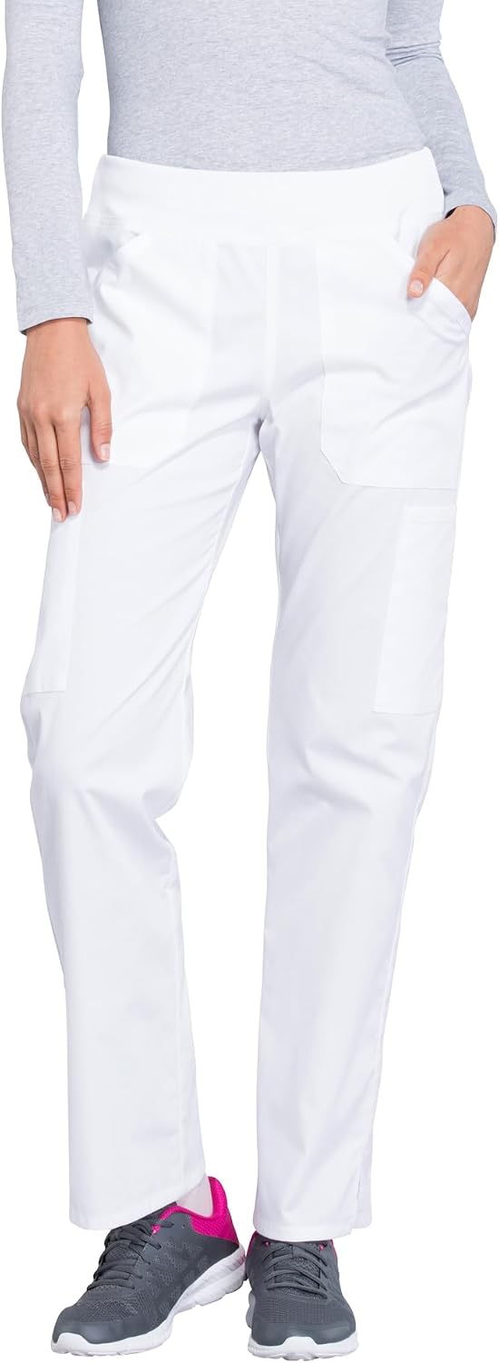 Scrubs For Women Mid Rise Straight Leg Pull On Bottoms with Soft Fabric 2-Way Stretch & 6 Pocket Work Pants - WW170