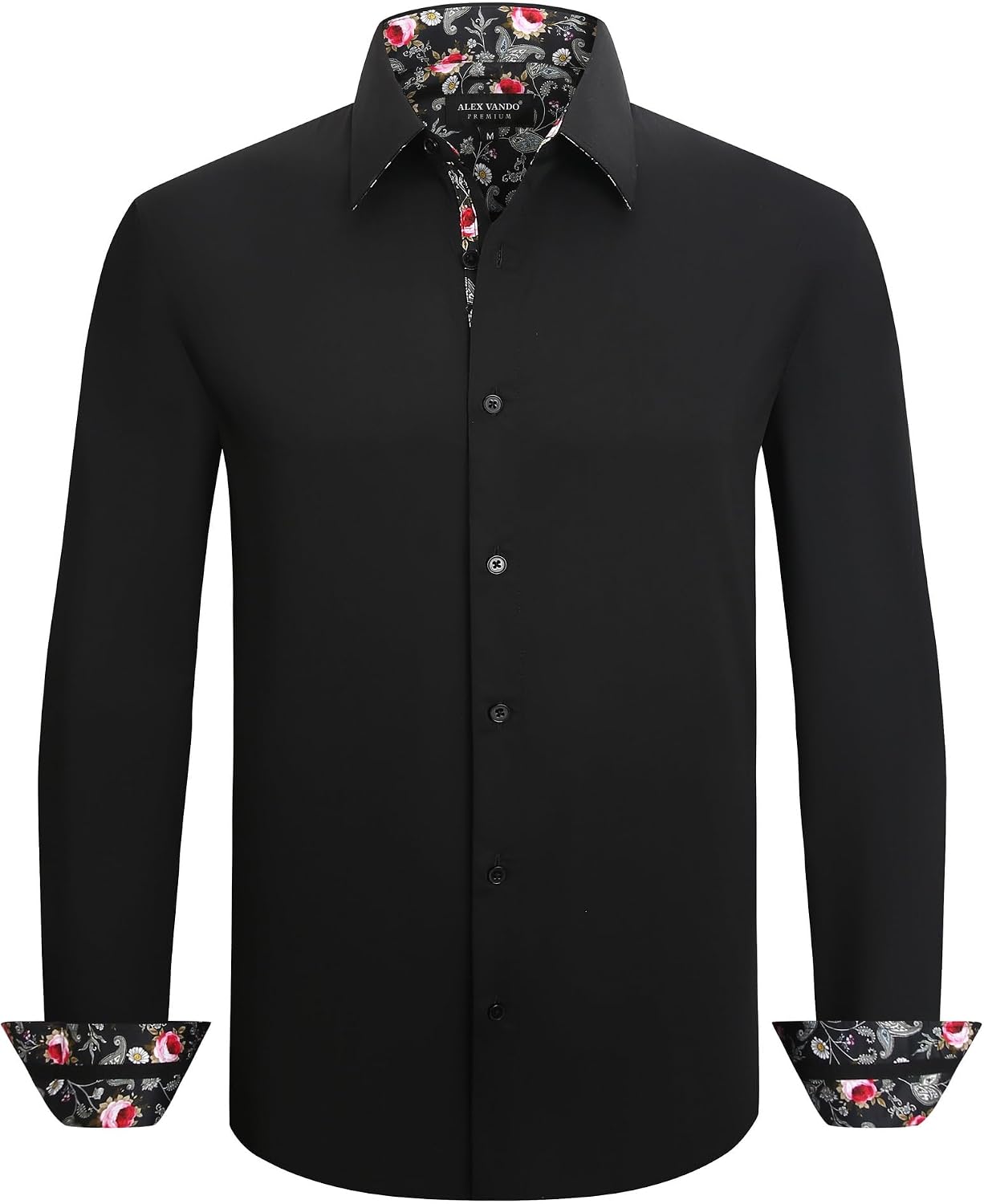 Mens Fashion Regular Fit Cotton Stretch Business Dress Shirt | Soft poplin,paisley inner accents,shape-locking,daily & evening matching
