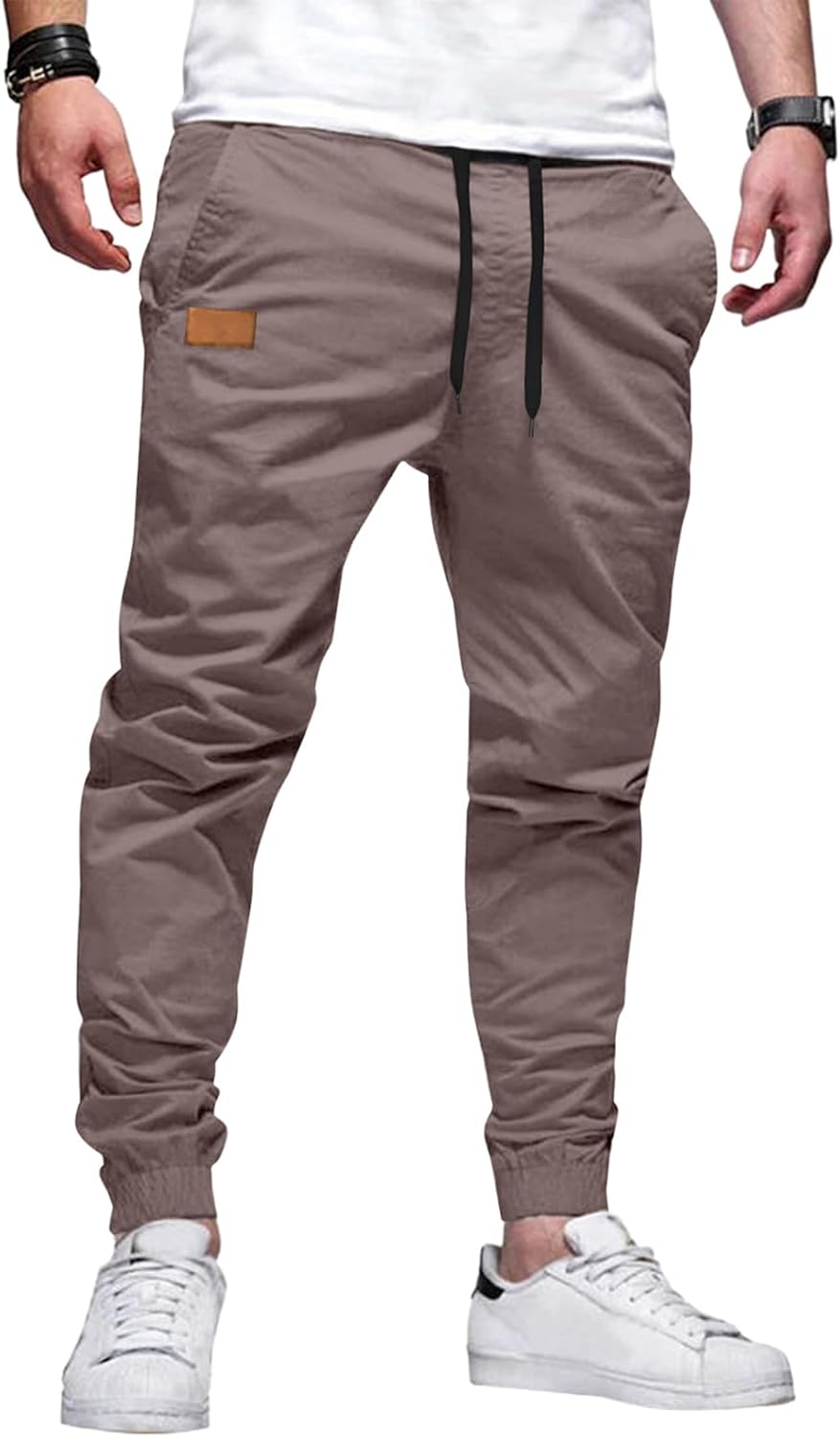 Mens Casual Joggers Pants - Cotton Drawstring Chino Cargo Pants Hiking Outdoor Twill Track Jogging Sweatpants Pants