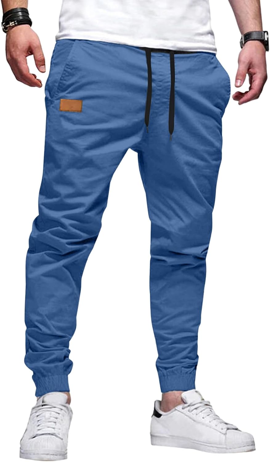 Mens Casual Joggers Pants - Cotton Drawstring Chino Cargo Pants Hiking Outdoor Twill Track Jogging Sweatpants Pants