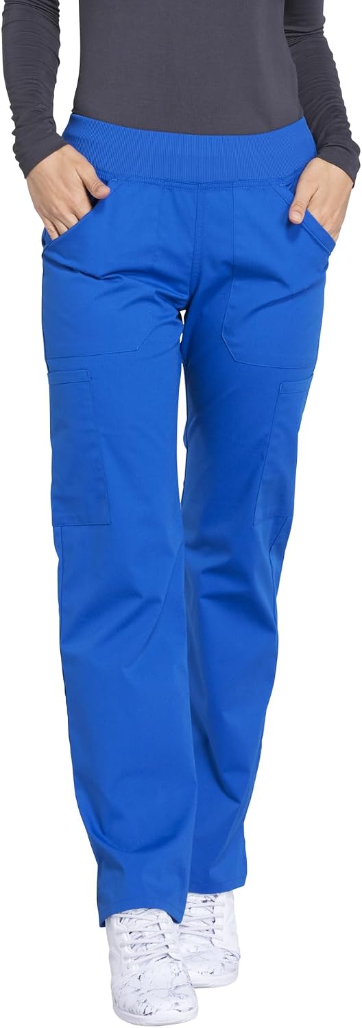 Scrubs For Women Mid Rise Straight Leg Pull On Bottoms with Soft Fabric 2-Way Stretch & 6 Pocket Work Pants - WW170