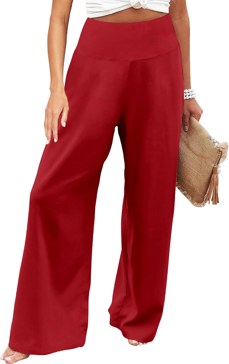 Women's Palazzo Lounge Pants Casual Wide Leg Pants High Waist Flowy Toursers with Pockets