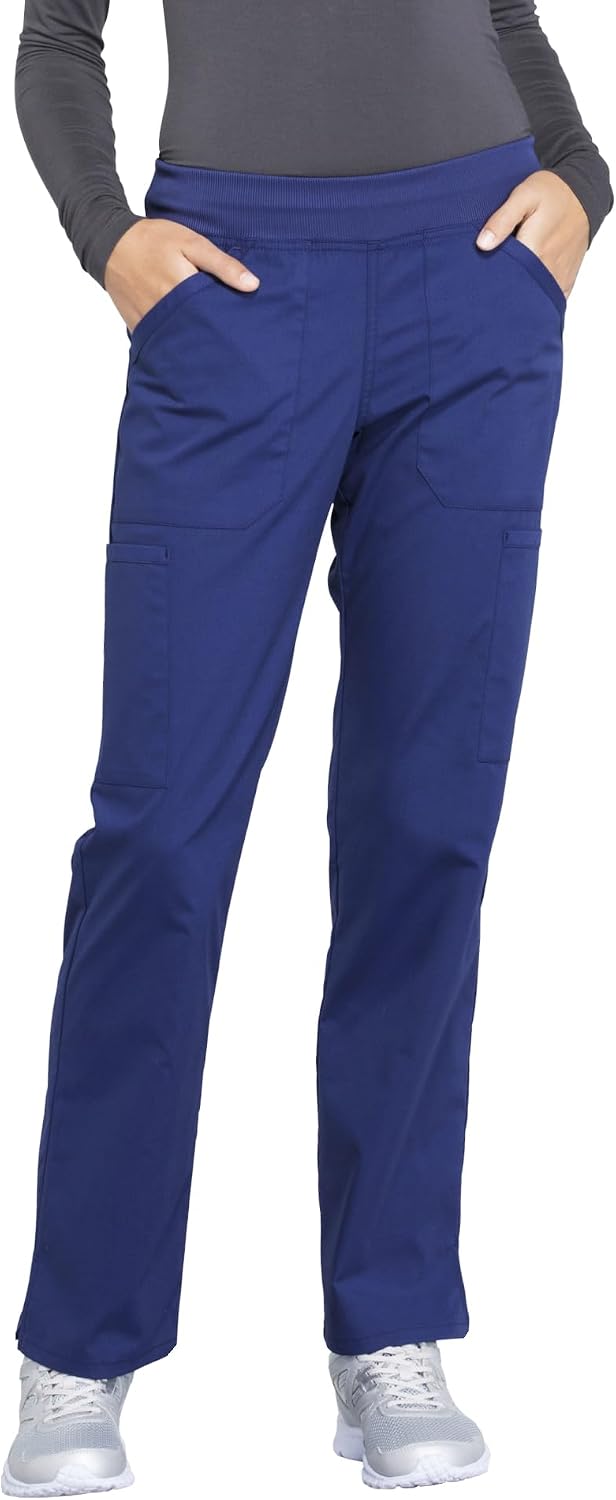 Scrubs For Women Mid Rise Straight Leg Pull On Bottoms with Soft Fabric 2-Way Stretch & 6 Pocket Work Pants - WW170