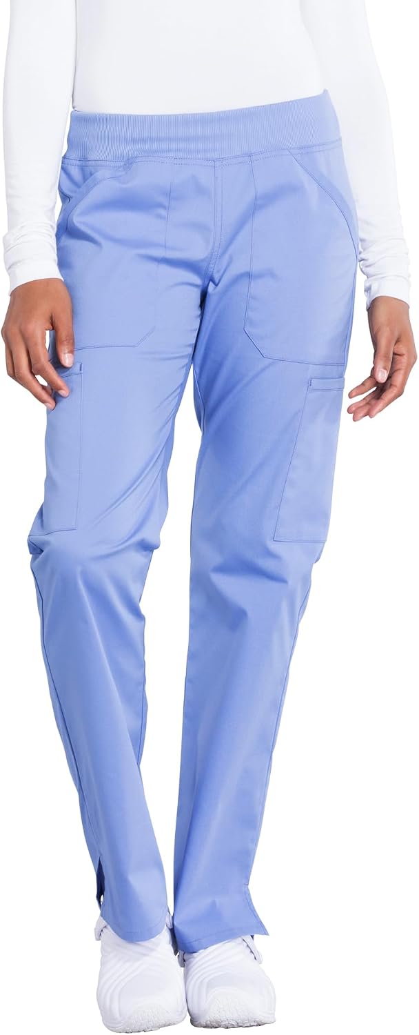 Scrubs For Women Mid Rise Straight Leg Pull On Bottoms with Soft Fabric 2-Way Stretch & 6 Pocket Work Pants - WW170