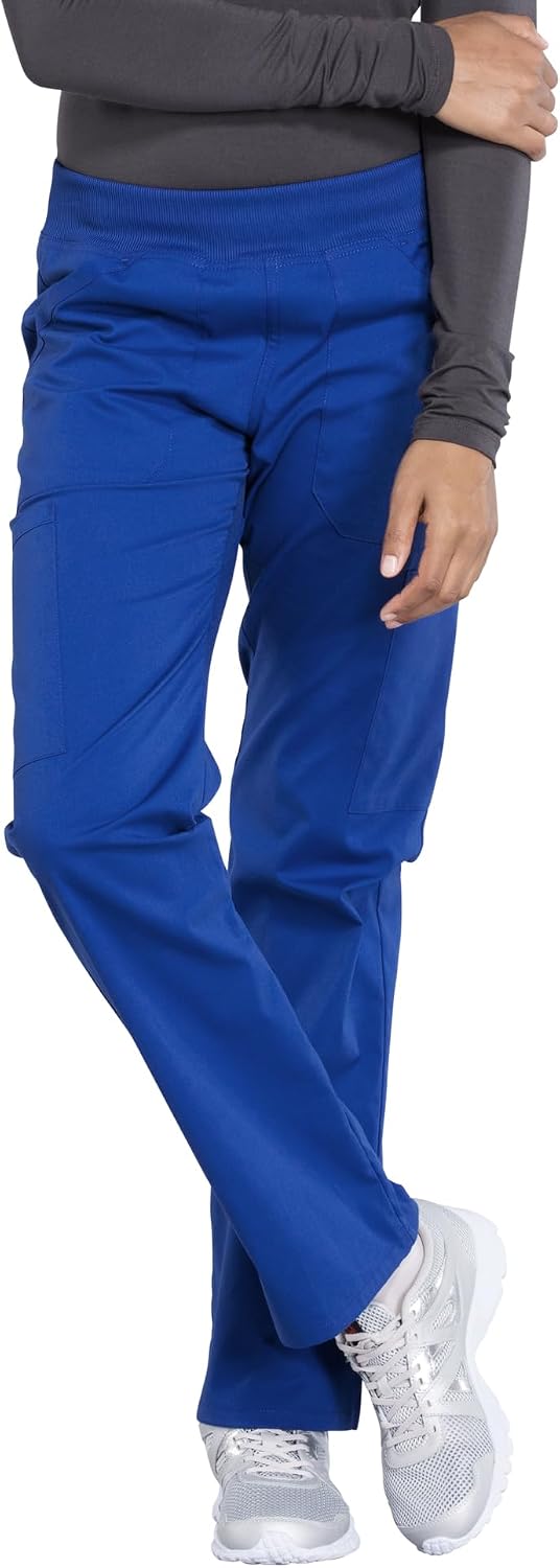 Scrubs For Women Mid Rise Straight Leg Pull On Bottoms with Soft Fabric 2-Way Stretch & 6 Pocket Work Pants - WW170