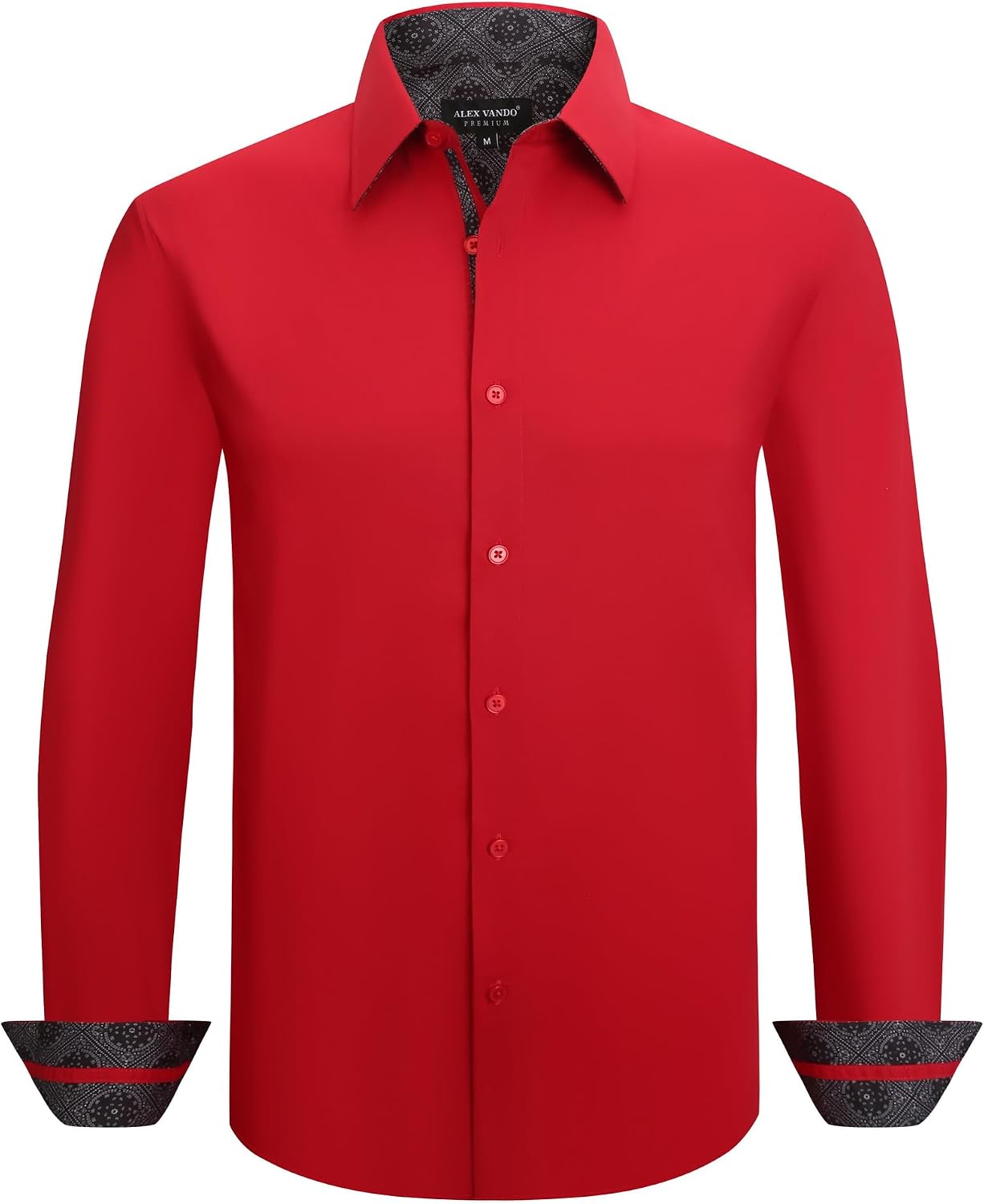 Mens Fashion Regular Fit Cotton Stretch Business Dress Shirt | Soft poplin,paisley inner accents,shape-locking,daily & evening matching