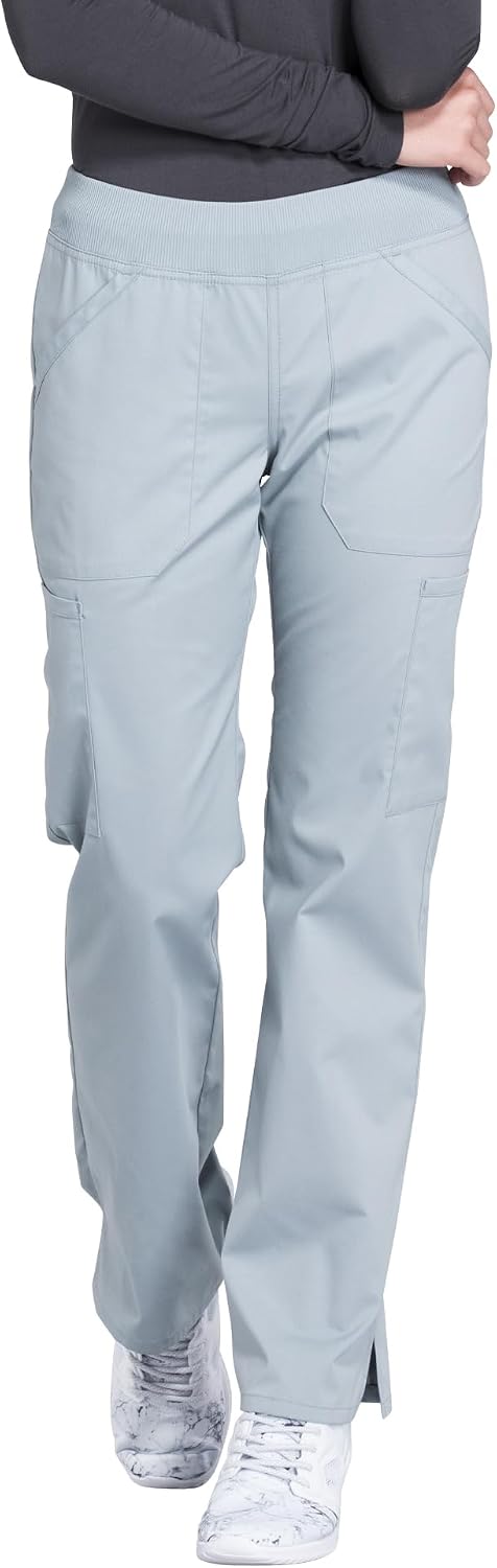 Scrubs For Women Mid Rise Straight Leg Pull On Bottoms with Soft Fabric 2-Way Stretch & 6 Pocket Work Pants - WW170