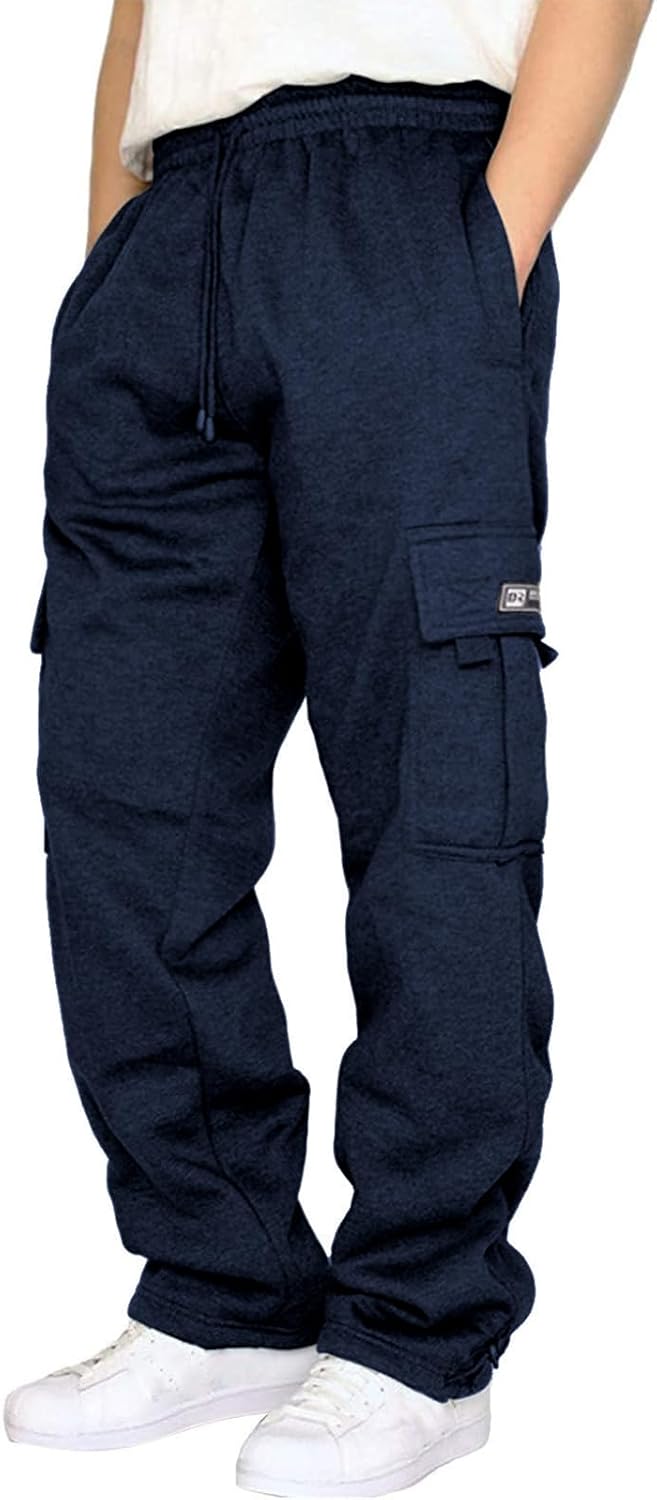 Men's Cargo Sweatpants Joggers Casual Pants with Pockets for Hiking Athletic Workout