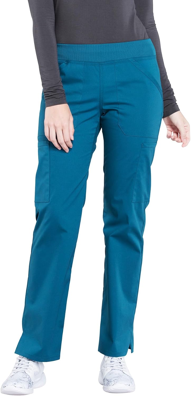 Scrubs For Women Mid Rise Straight Leg Pull On Bottoms with Soft Fabric 2-Way Stretch & 6 Pocket Work Pants - WW170