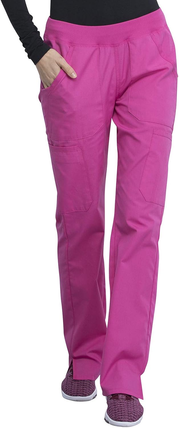 Scrubs For Women Mid Rise Straight Leg Pull On Bottoms with Soft Fabric 2-Way Stretch & 6 Pocket Work Pants - WW170