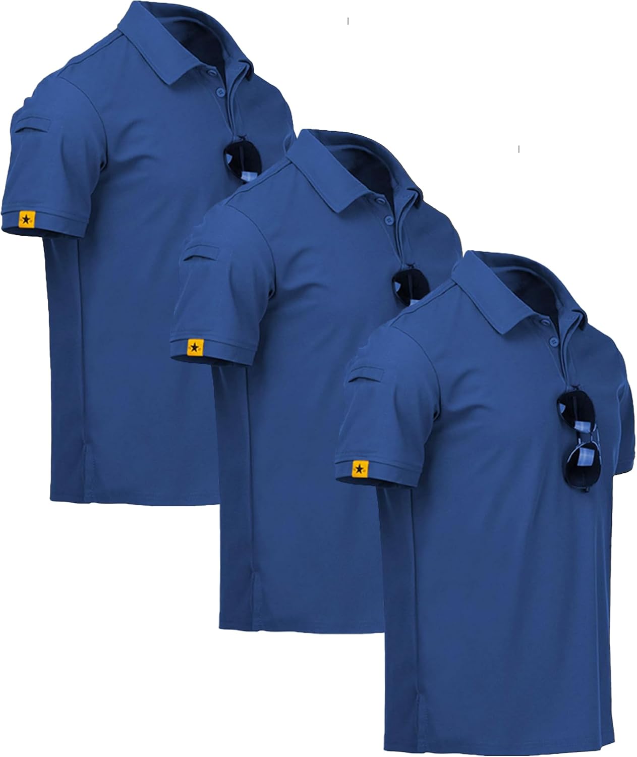 3 Pack Mens Polo Shirt Short Sleeve Sports Performance Business Casual Golf Shirts for Men Collared Tactical T-Shirts