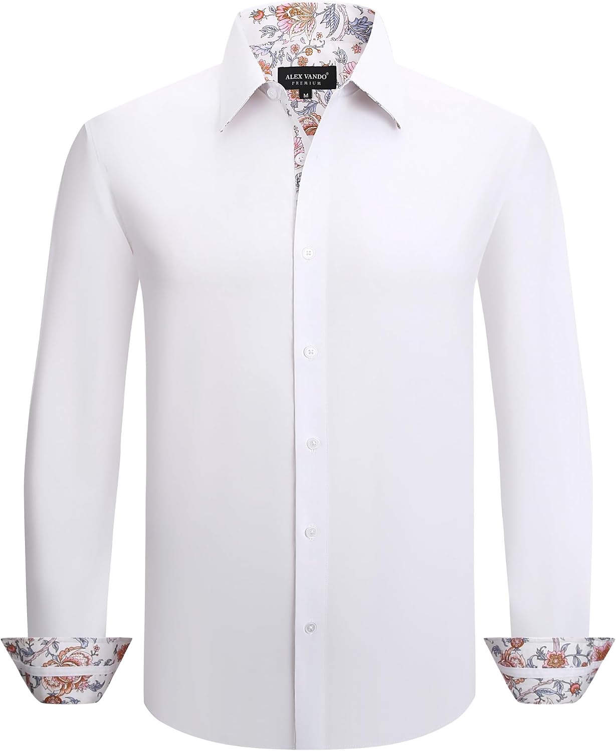 Mens Fashion Regular Fit Cotton Stretch Business Dress Shirt | Soft poplin,paisley inner accents,shape-locking,daily & evening matching