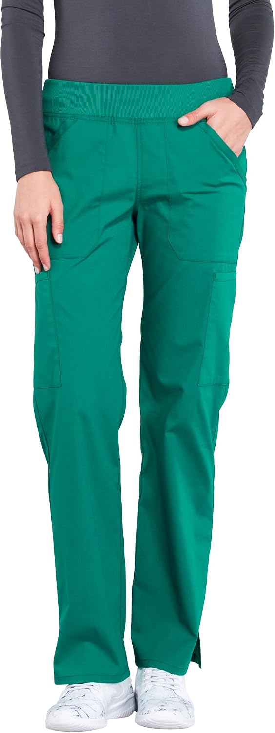 Scrubs For Women Mid Rise Straight Leg Pull On Bottoms with Soft Fabric 2-Way Stretch & 6 Pocket Work Pants - WW170