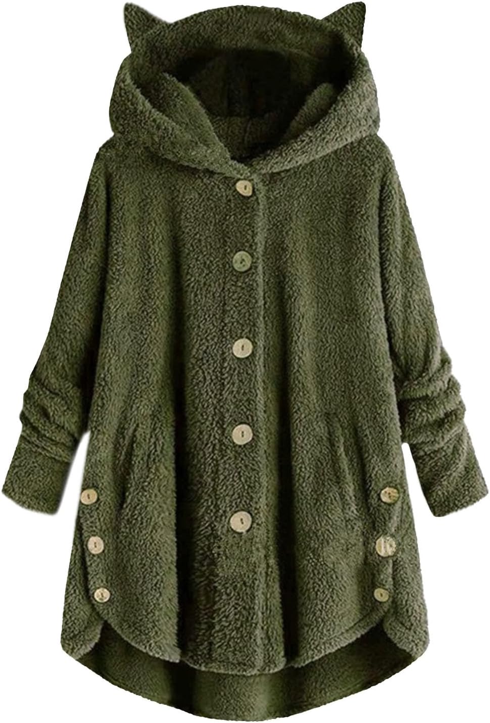 Womens Warm Fleece Jackets Fuzzy Hooded Casual Loose Coats Ladies Fall Winter Cardigan Sweaters Outerwear with Pockets
