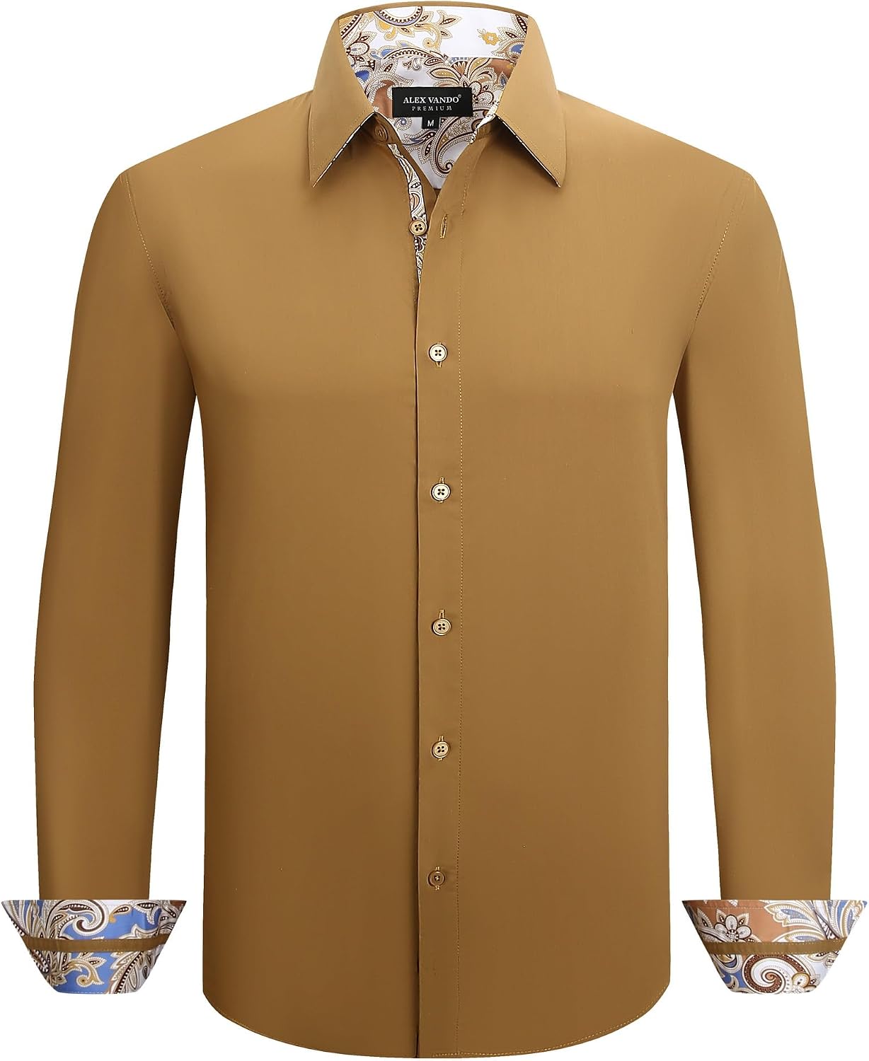 Mens Fashion Regular Fit Cotton Stretch Business Dress Shirt | Soft poplin,paisley inner accents,shape-locking,daily & evening matching