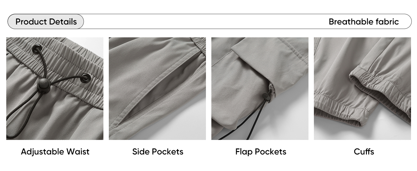 Mens casual pants with adjustable drawstring waist and elastic waistband flexible tech trousers