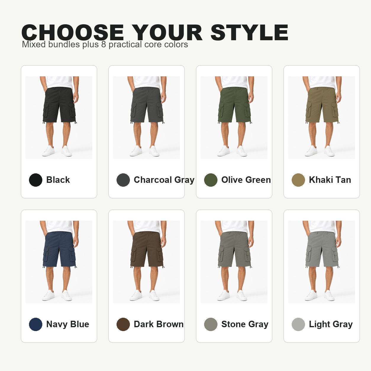 Pack & Save Men's Olive Tactical Cargo Shorts, Zip Fly Multi-Pocket Utility Summer Shorts