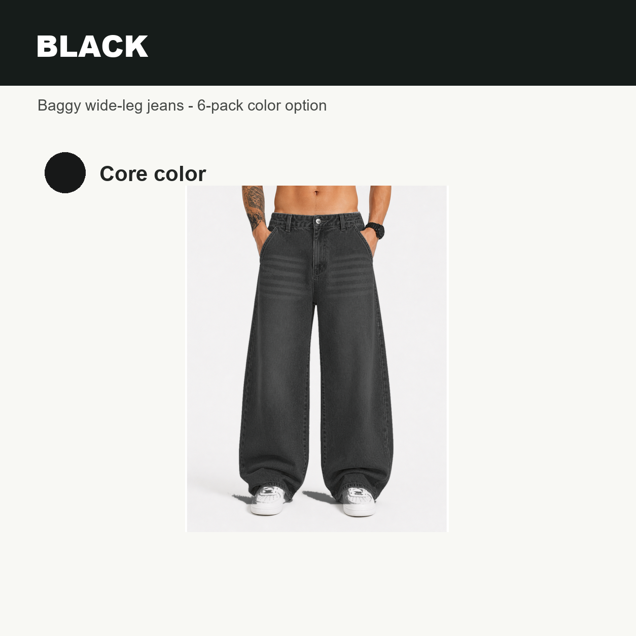 Pack & Save Men's Washed Gray Baggy Wide Leg Jeans, Relaxed Fit Streetwear Denim Pants