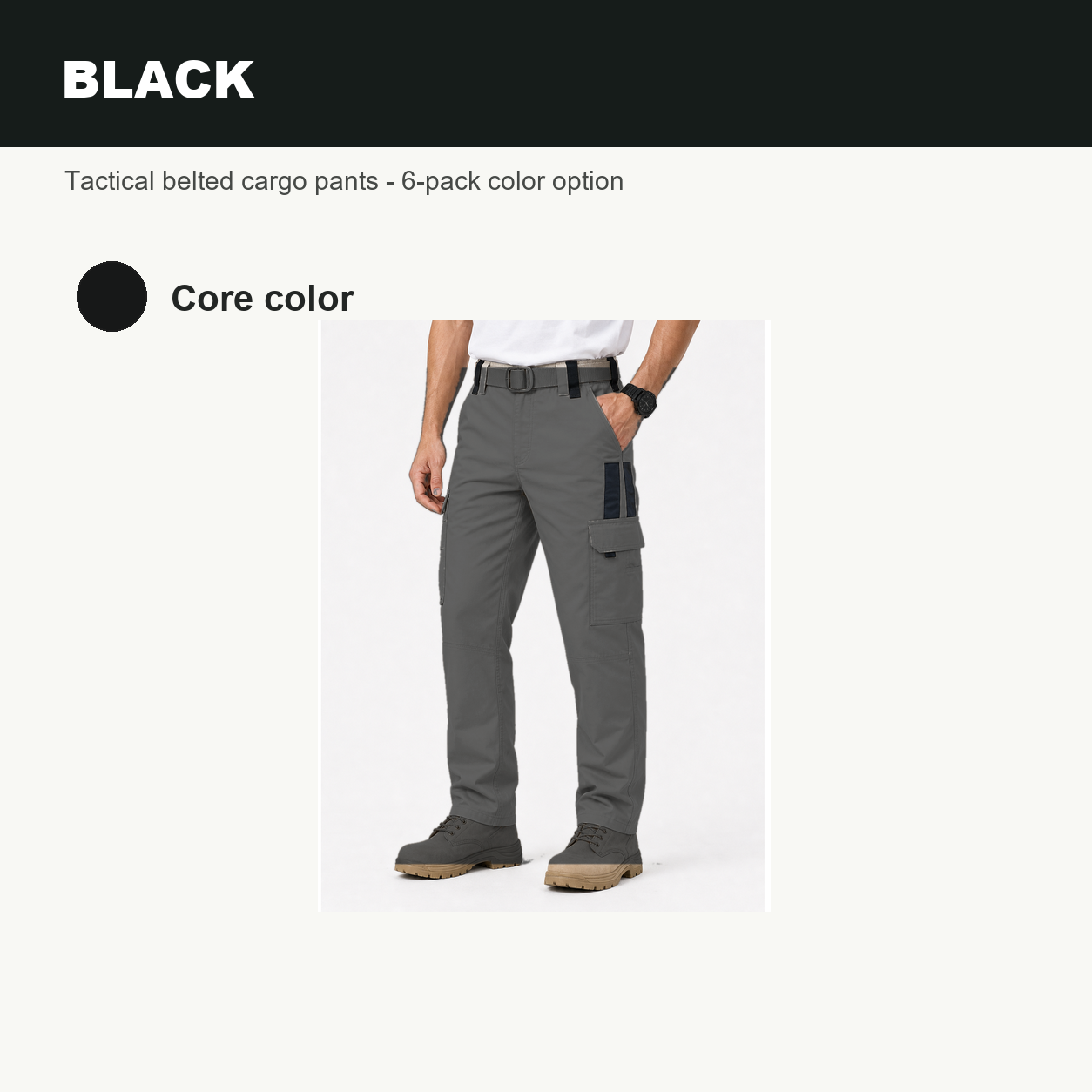 Pack & Save Men's Lightweight Tactical Cargo Work Pants, Built-In Belt Utility Pants with Multi-Pocket Storage