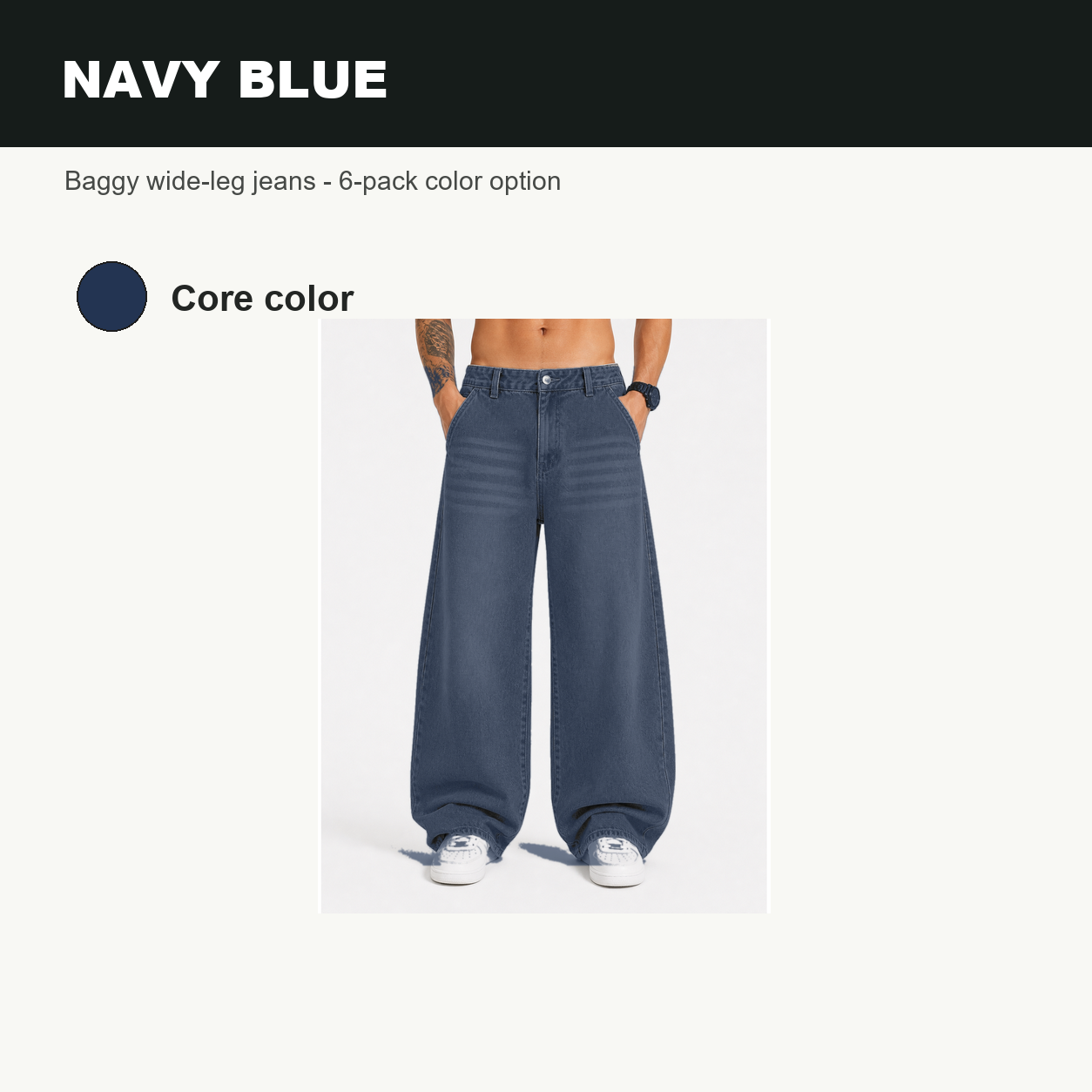 Pack & Save Men's Washed Gray Baggy Wide Leg Jeans, Relaxed Fit Streetwear Denim Pants