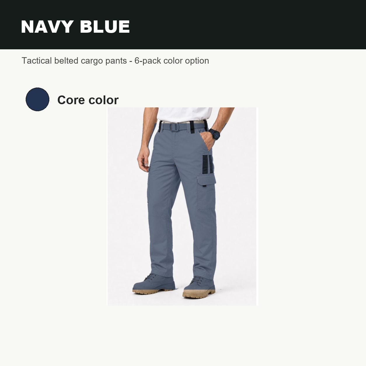 Pack & Save Men's Lightweight Tactical Cargo Work Pants, Built-In Belt Utility Pants with Multi-Pocket Storage