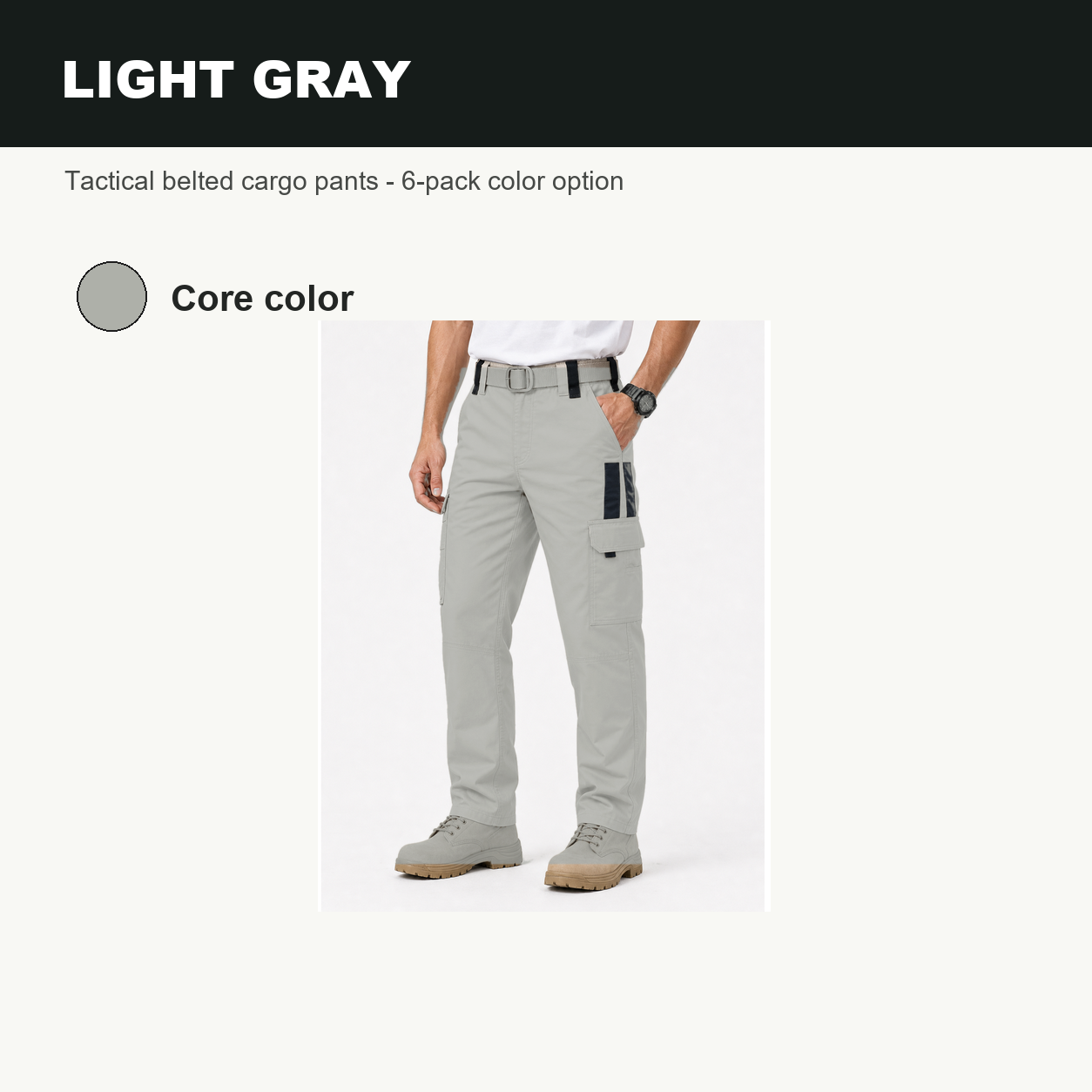 Pack & Save Men's Lightweight Tactical Cargo Work Pants, Built-In Belt Utility Pants with Multi-Pocket Storage