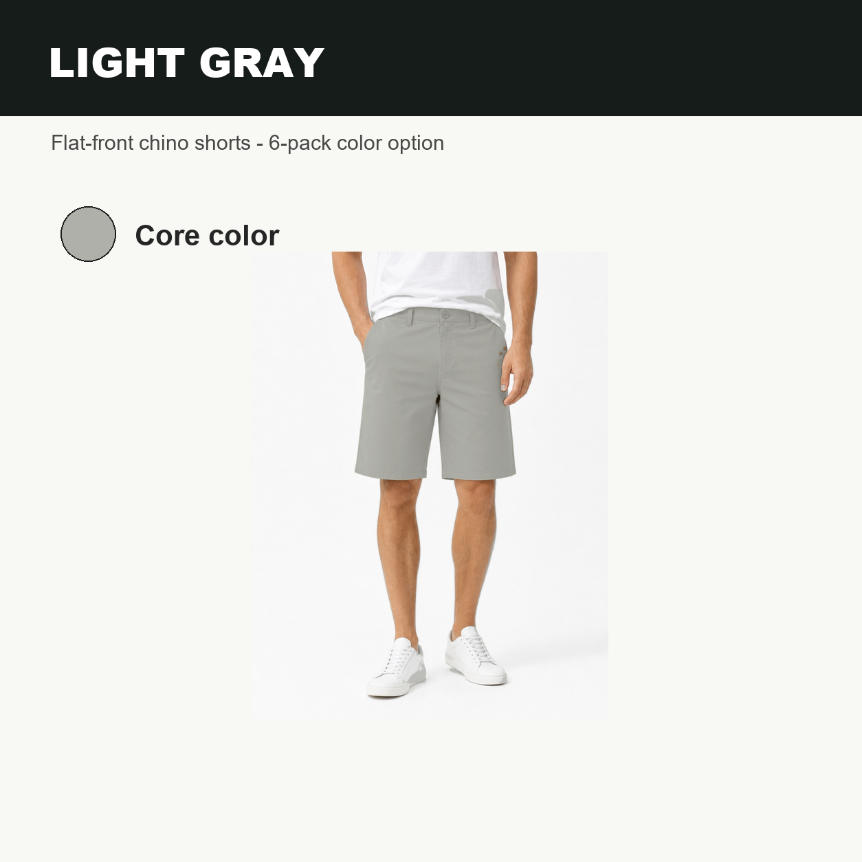 Pack & Save Men's Khaki Flat Front Chino Shorts, Stretch Casual Golf Shorts with Slant Pockets