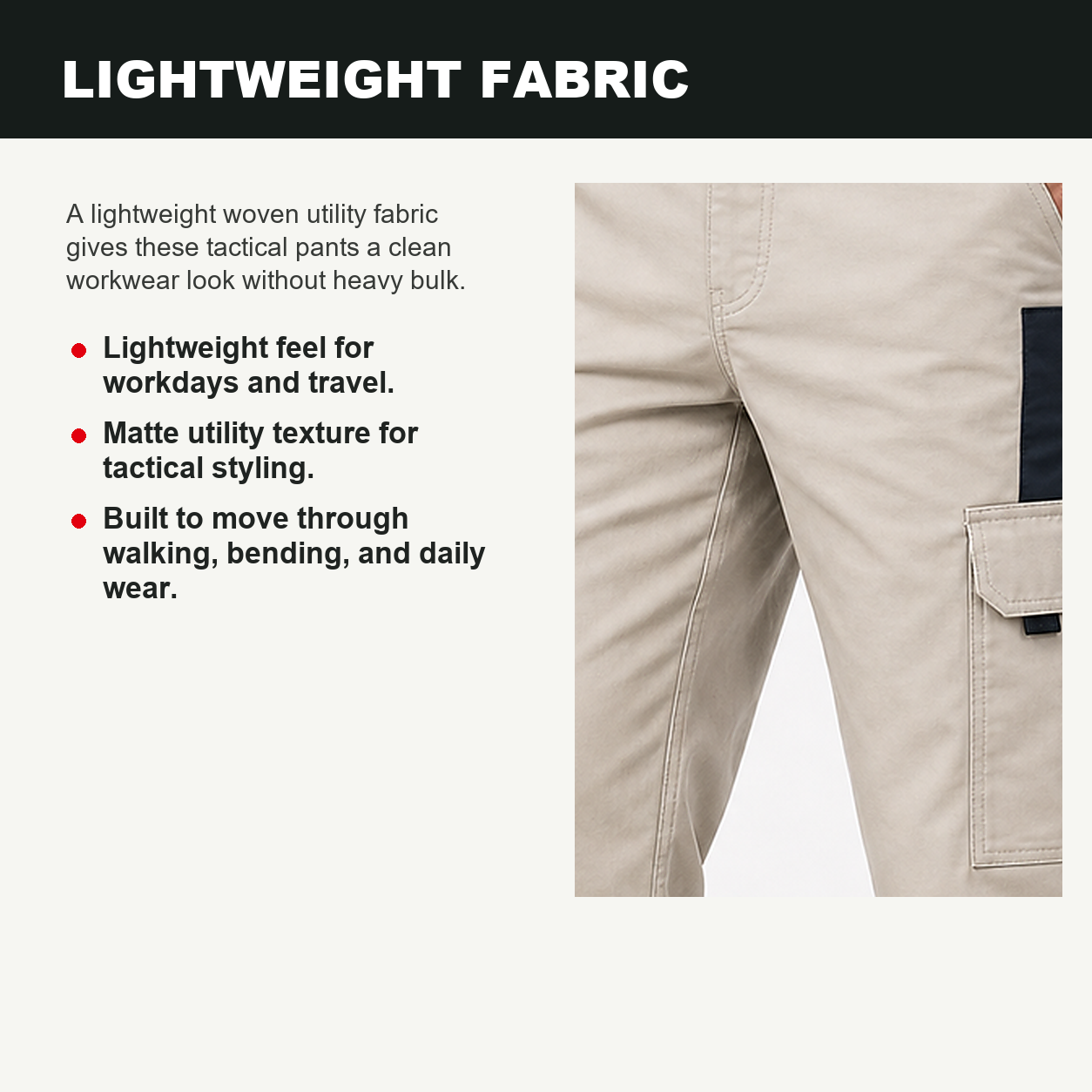 Pack & Save Men's Lightweight Tactical Cargo Work Pants, Built-In Belt Utility Pants with Multi-Pocket Storage