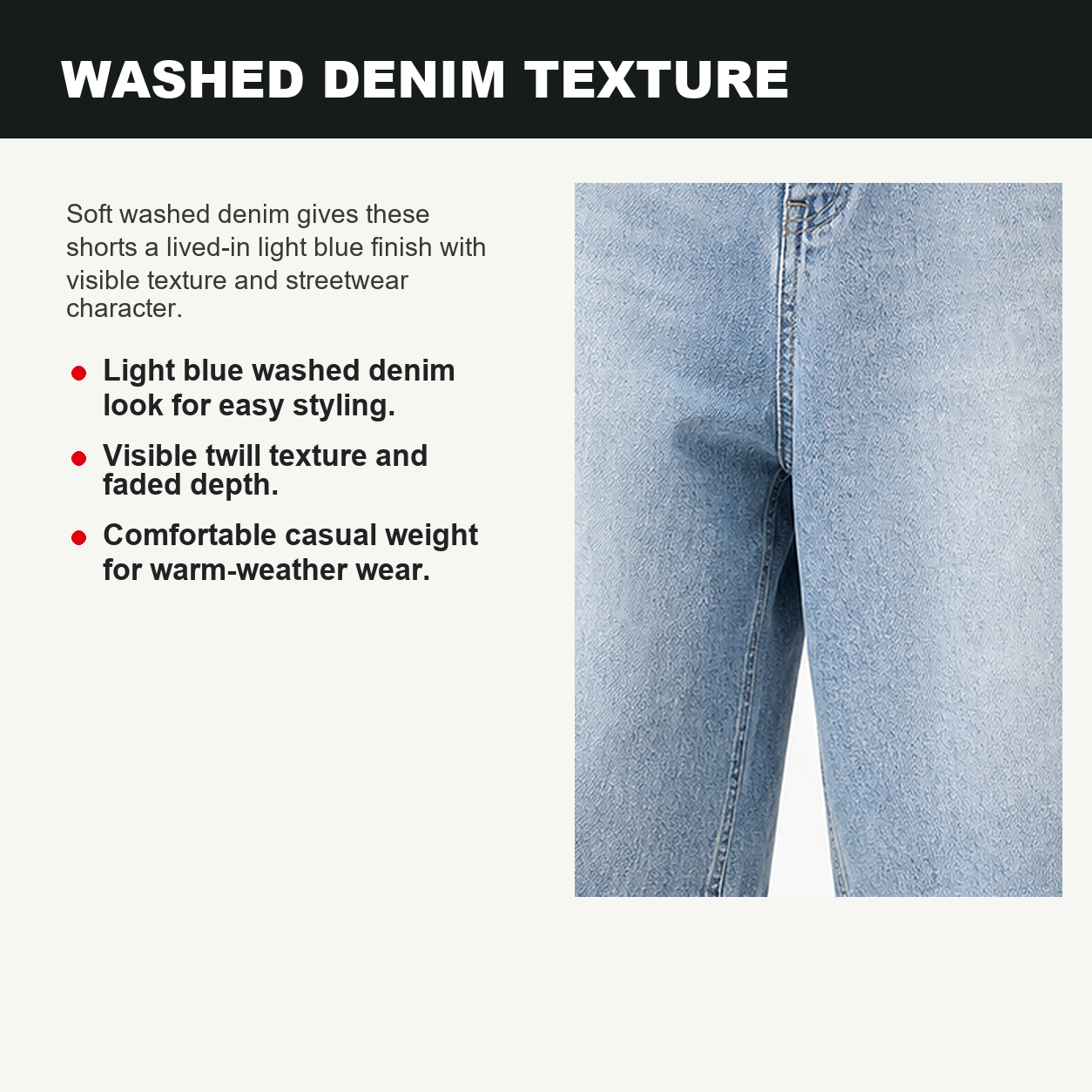 Pack & Save Men's Light Blue Baggy Denim Shorts, Washed Relaxed Fit Streetwear Jean Shorts
