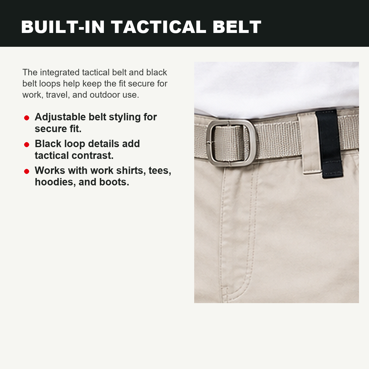 Pack & Save Men's Lightweight Tactical Cargo Work Pants, Built-In Belt Utility Pants with Multi-Pocket Storage