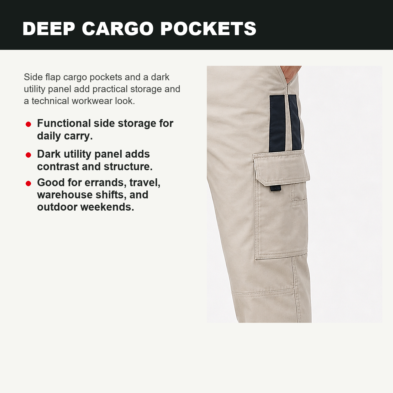 Pack & Save Men's Lightweight Tactical Cargo Work Pants, Built-In Belt Utility Pants with Multi-Pocket Storage