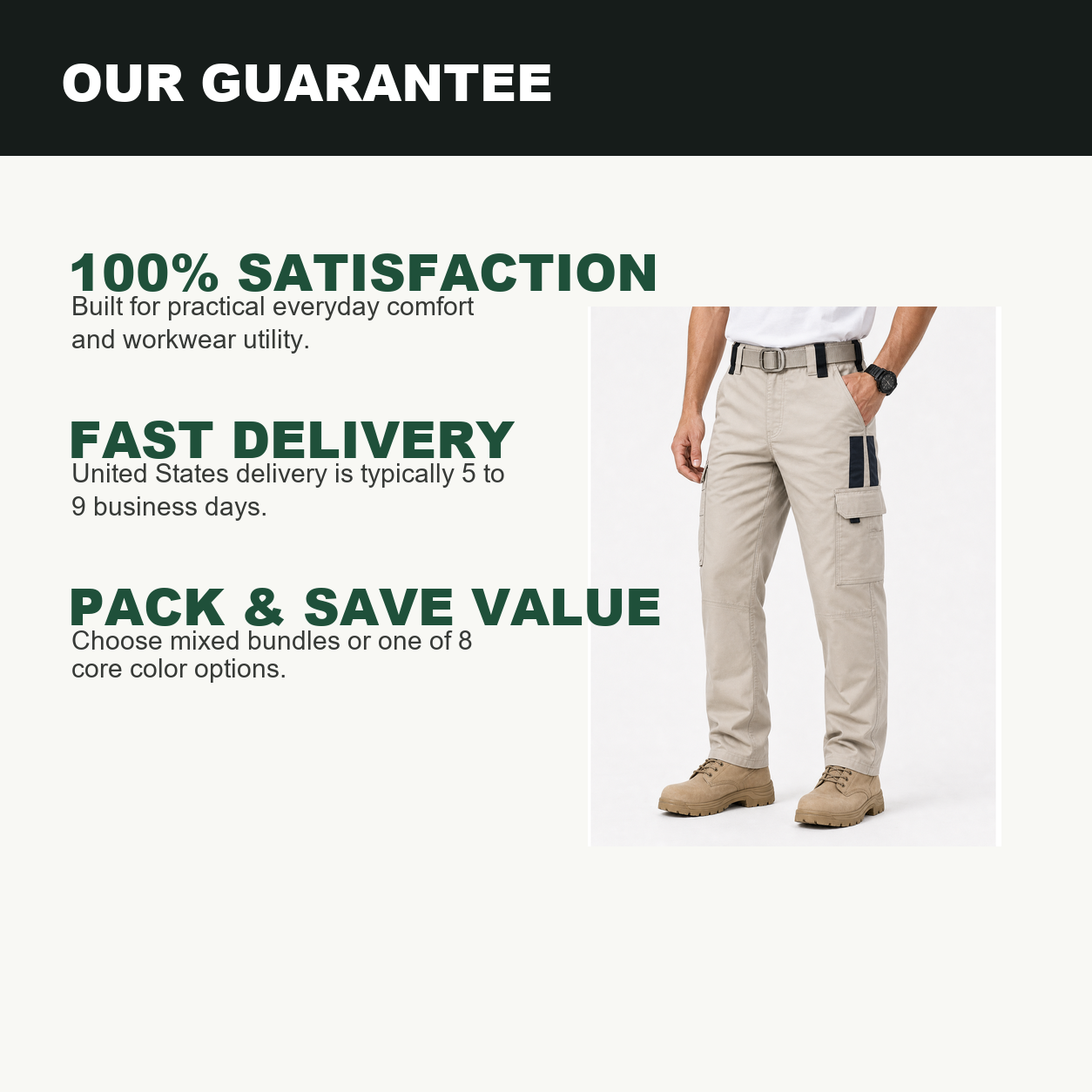 Pack & Save Men's Lightweight Tactical Cargo Work Pants, Built-In Belt Utility Pants with Multi-Pocket Storage
