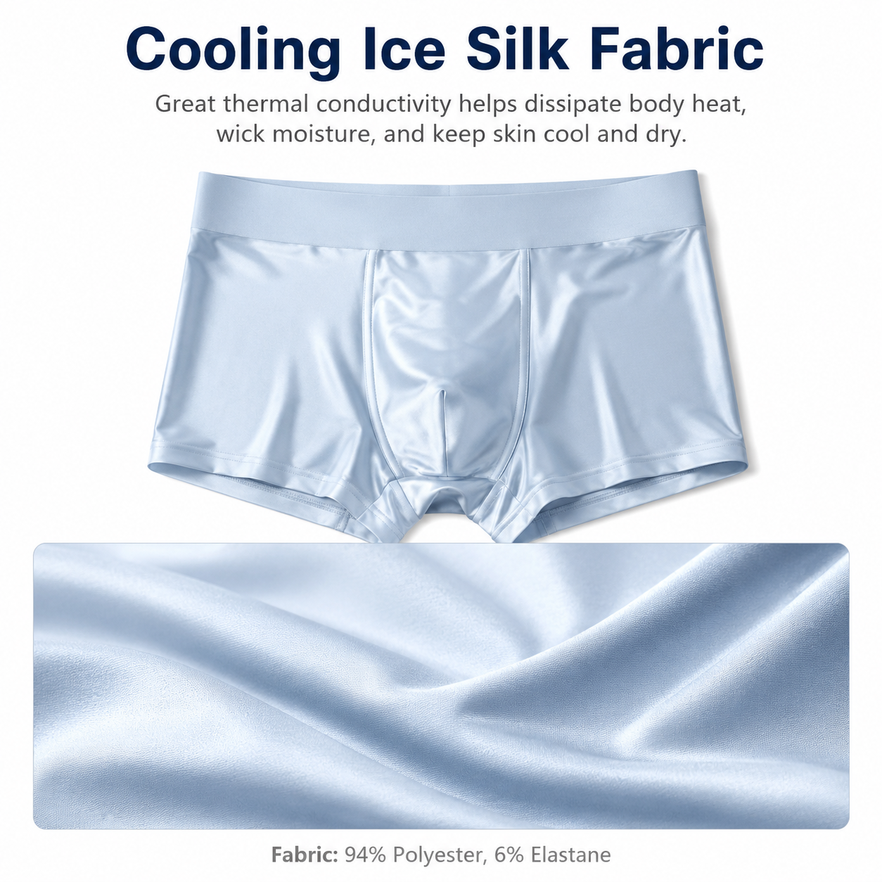 🔥Men's Ice Silk Fabric Underwear Set, 10 Pcs Solid Color Boxer Shorts, Breathable Comfortable Fit Boxers, Ideal for Summer Wear🎉