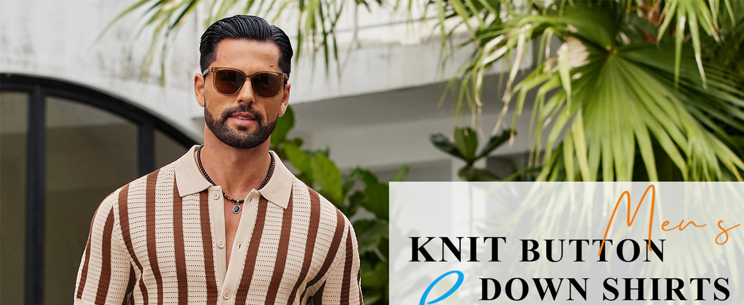 mens knit shirts short sleeve button down polo shirt fashion casual summer beach shirts