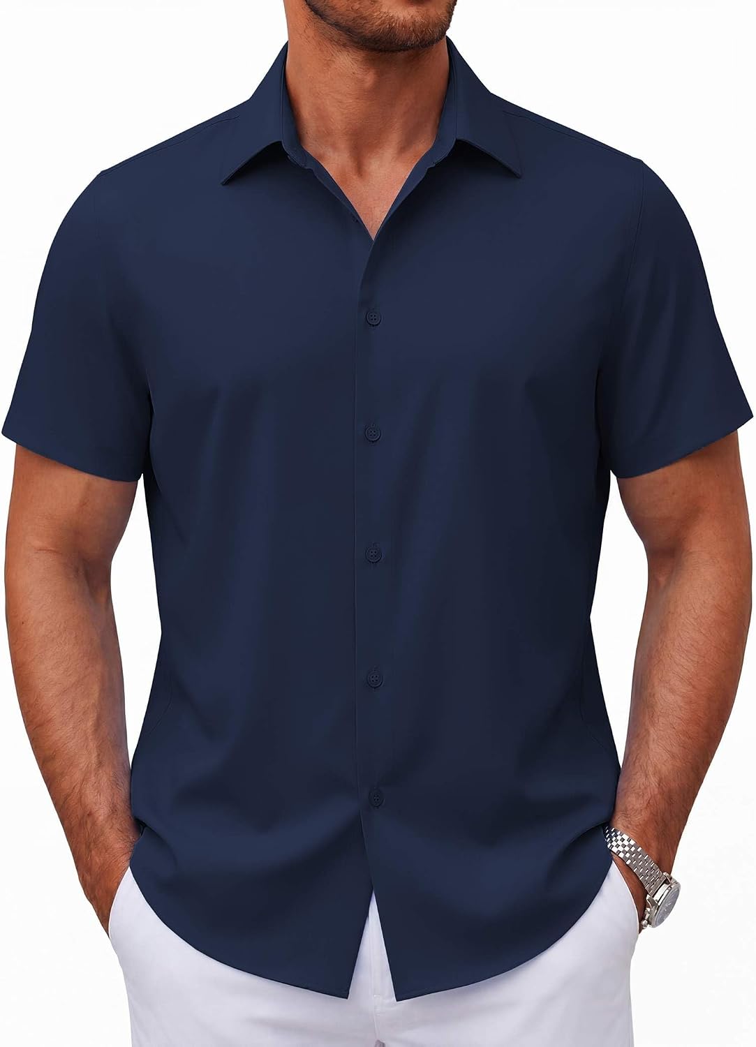 Mens Short Sleeve Button Down Shirts Casual Summer Shirt Untucked Dress Shirts