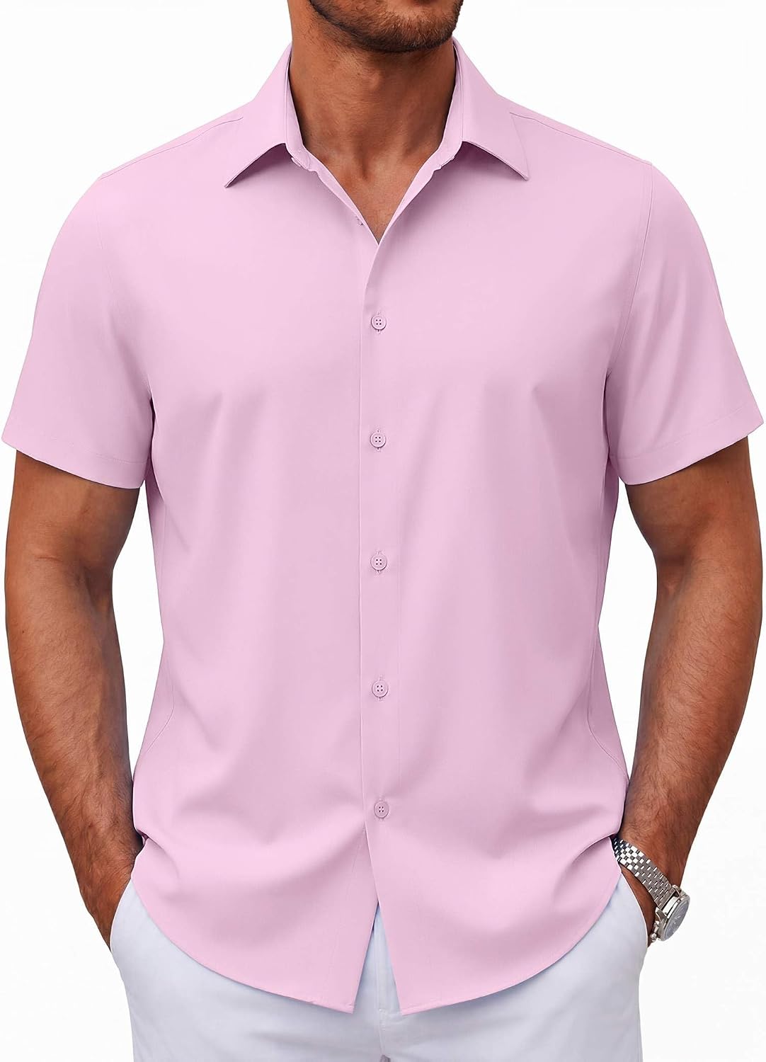 Mens Short Sleeve Button Down Shirts Casual Summer Shirt Untucked Dress Shirts