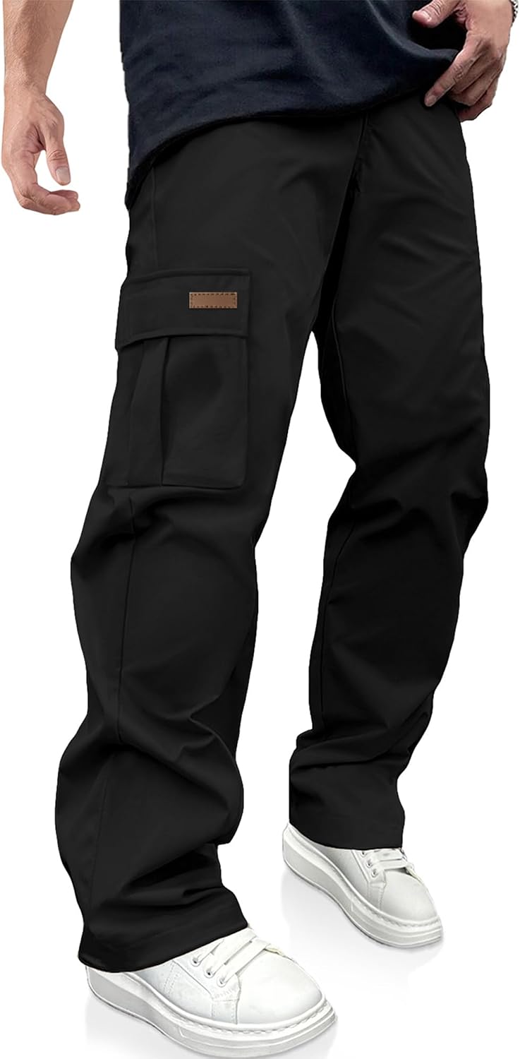 Men's Casual Cargo Pants Drawstring Hiking Workout Tactical Joggers Sweatpants for Men with Pockets