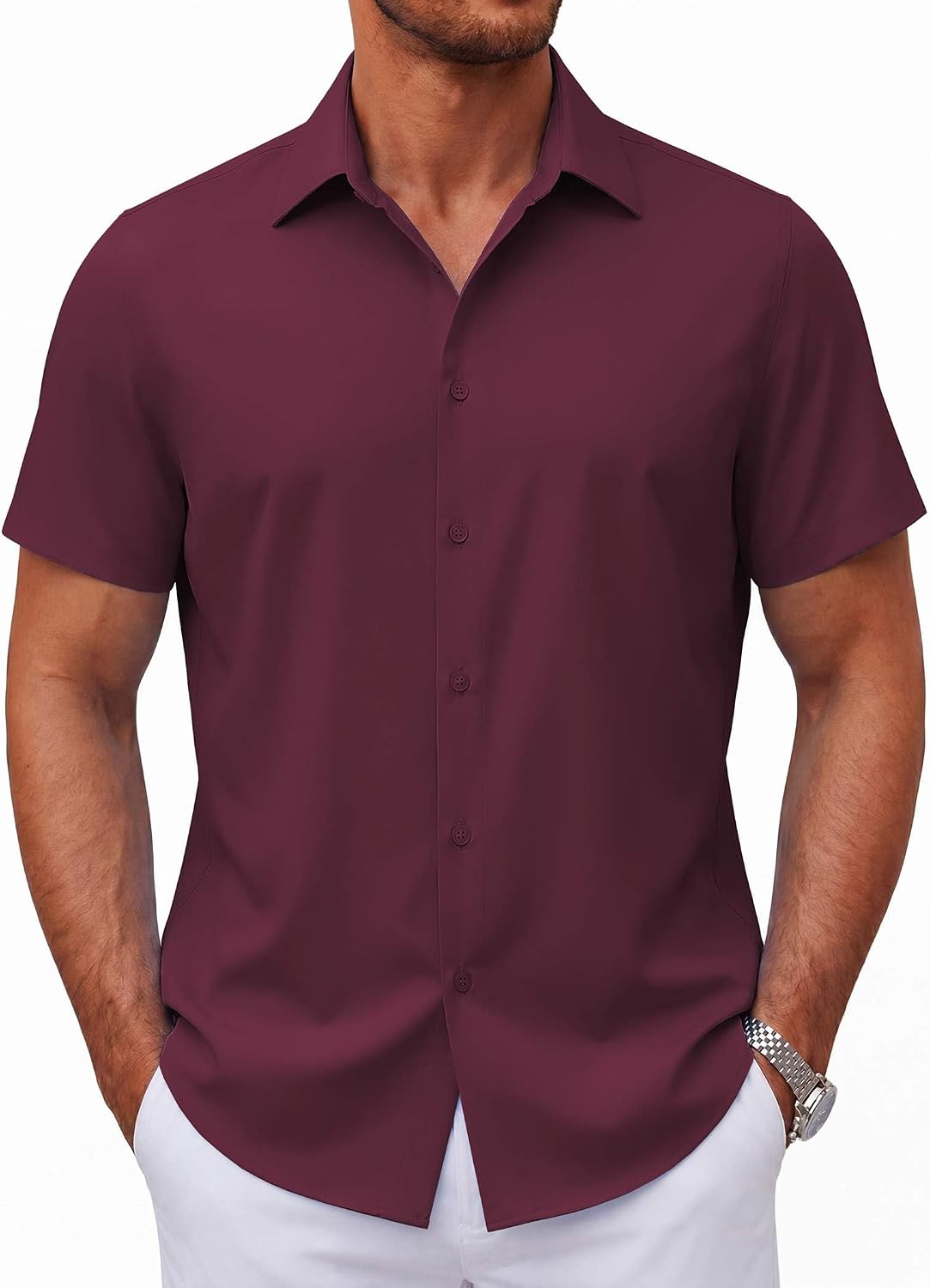 Mens Short Sleeve Button Down Shirts Casual Summer Shirt Untucked Dress Shirts