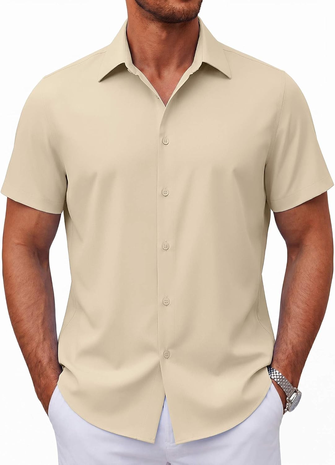 Mens Short Sleeve Button Down Shirts Casual Summer Shirt Untucked Dress Shirts