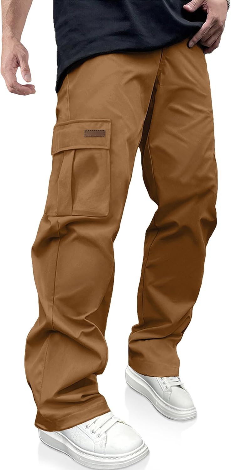 Men's Casual Cargo Pants Drawstring Hiking Workout Tactical Joggers Sweatpants for Men with Pockets