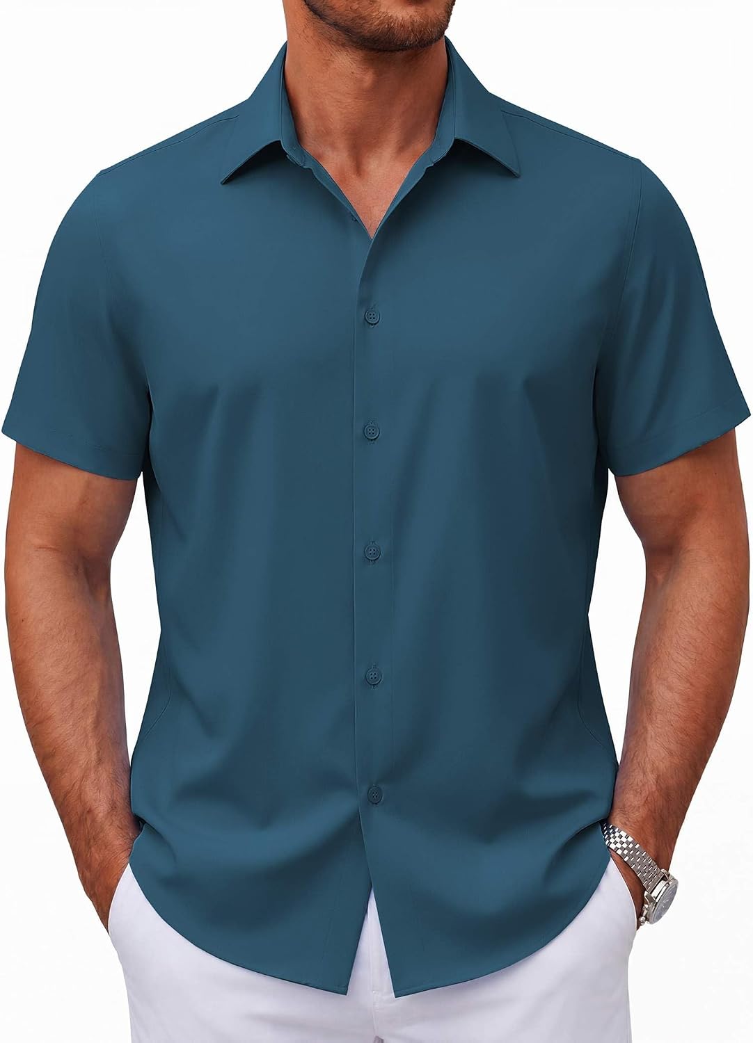 Mens Short Sleeve Button Down Shirts Casual Summer Shirt Untucked Dress Shirts