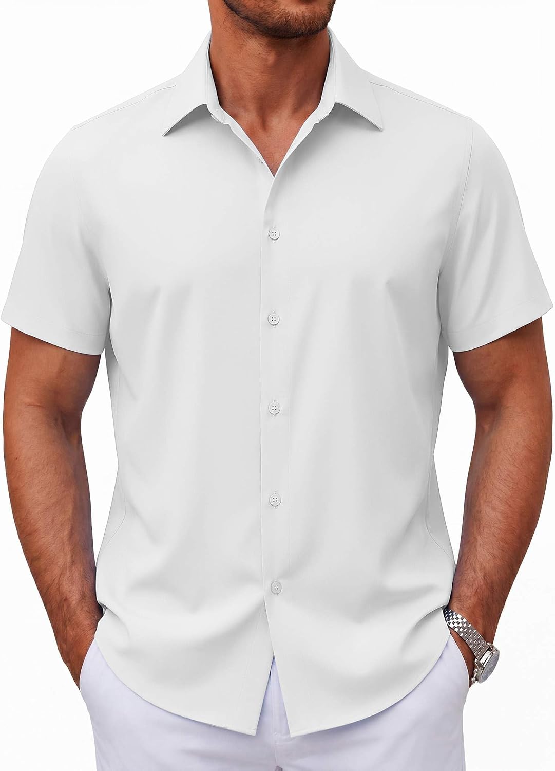 Mens Short Sleeve Button Down Shirts Casual Summer Shirt Untucked Dress Shirts