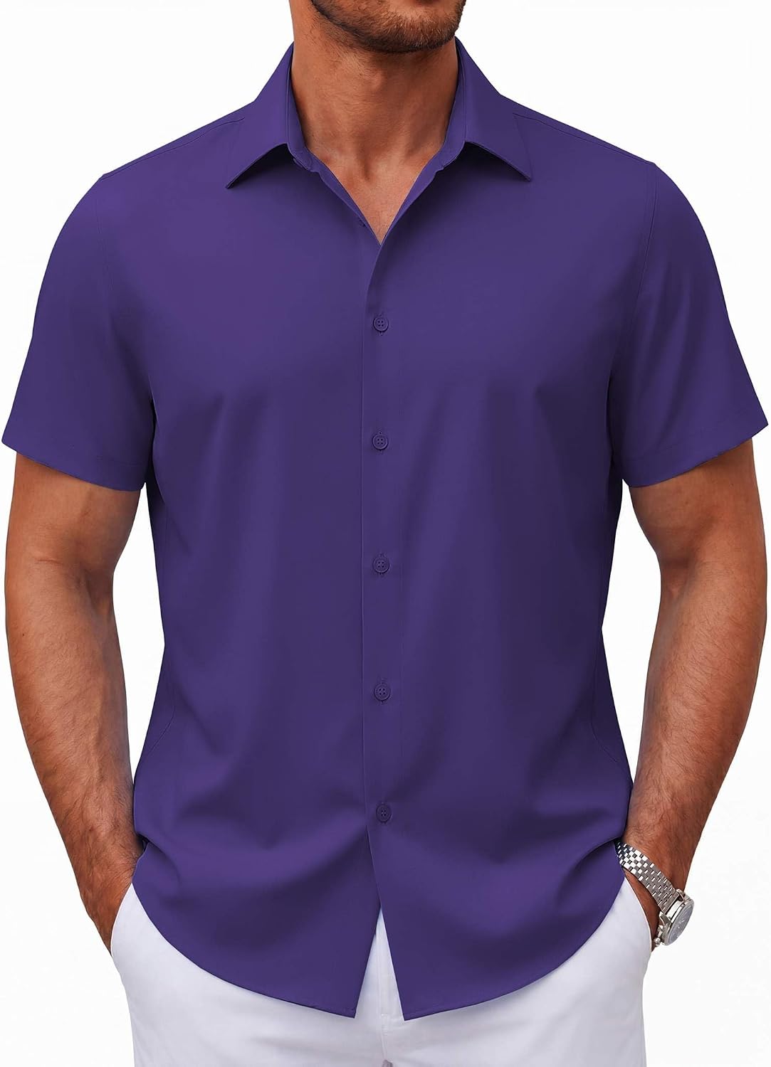 Mens Short Sleeve Button Down Shirts Casual Summer Shirt Untucked Dress Shirts