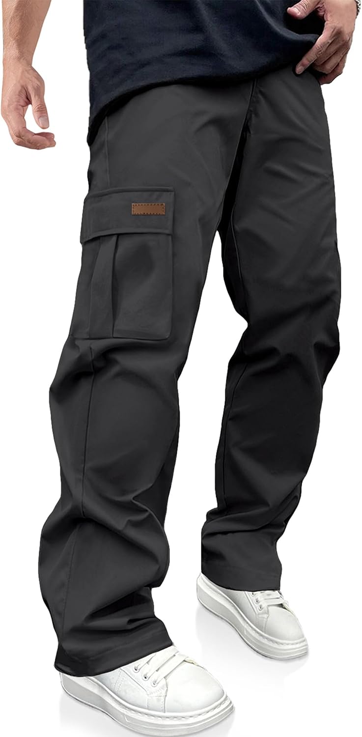 Men's Casual Cargo Pants Drawstring Hiking Workout Tactical Joggers Sweatpants for Men with Pockets