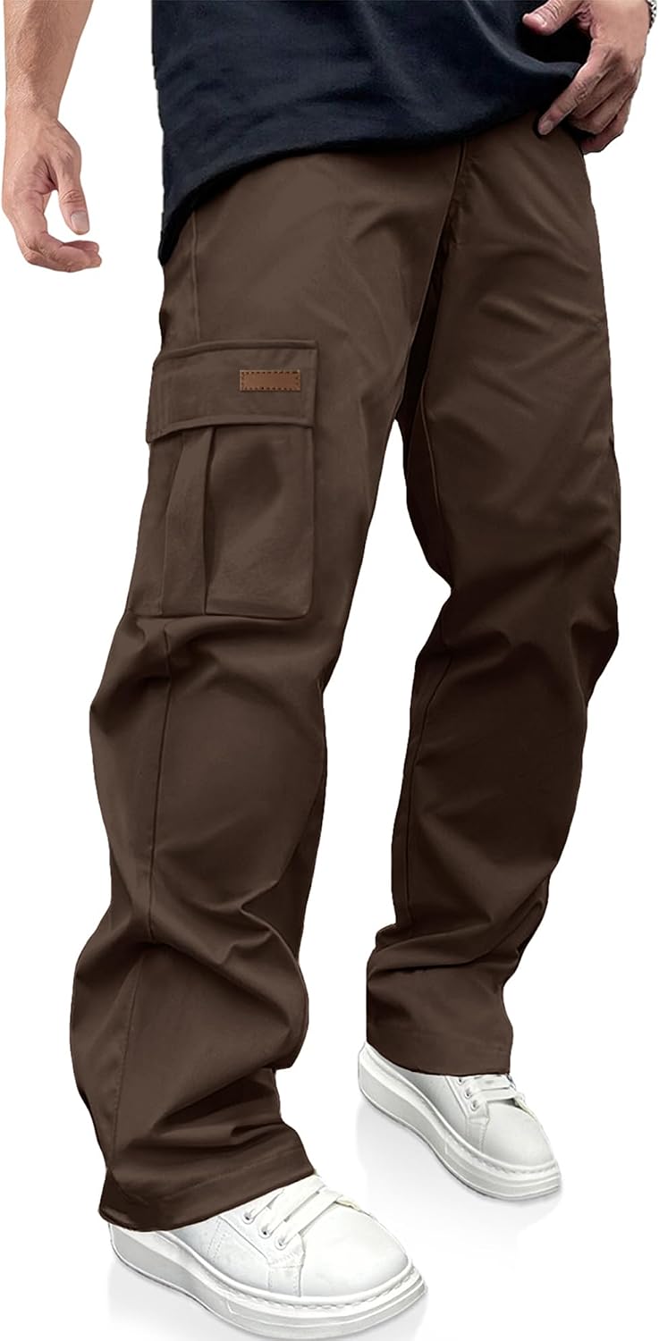 Men's Casual Cargo Pants Drawstring Hiking Workout Tactical Joggers Sweatpants for Men with Pockets