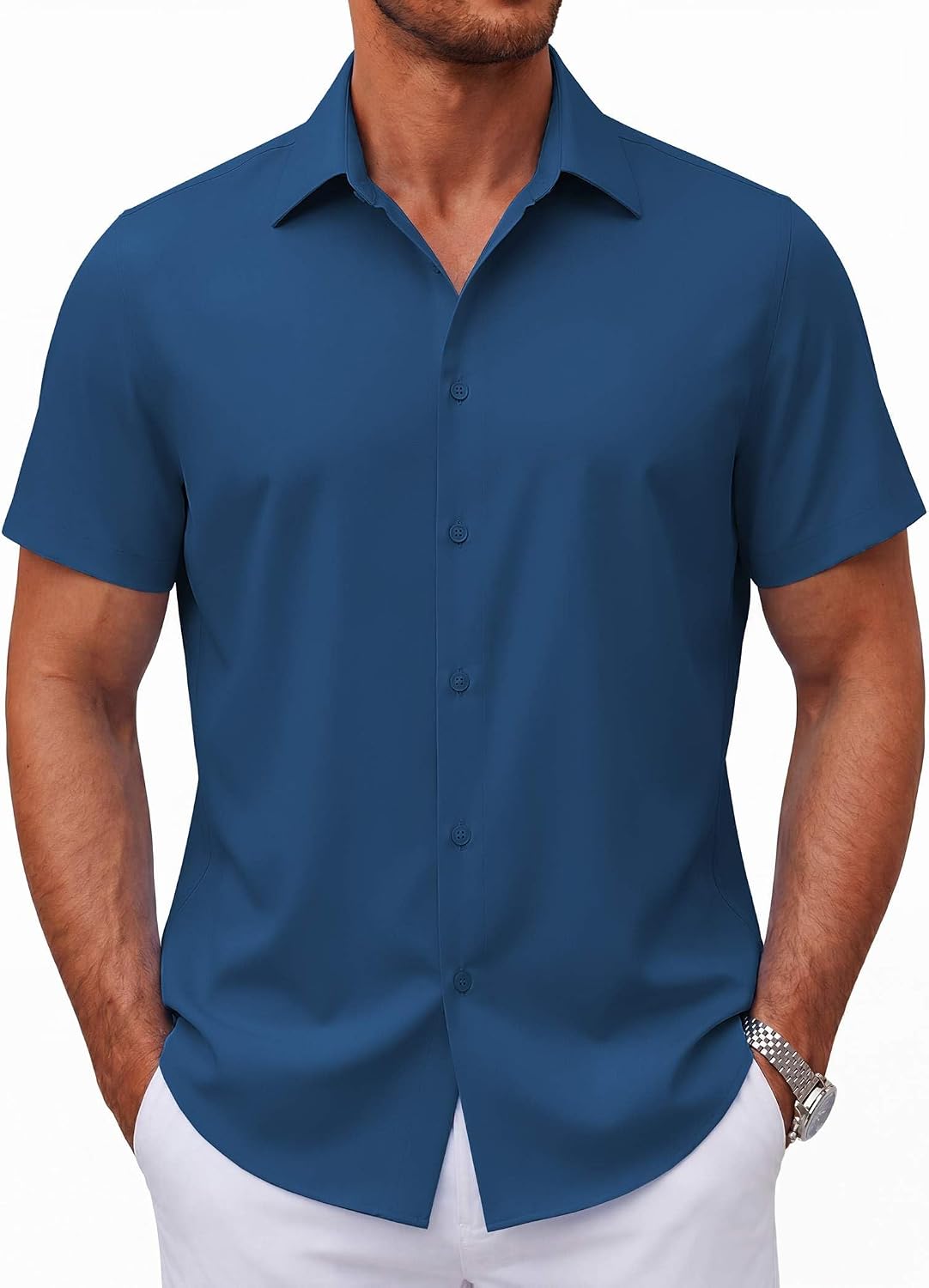 Mens Short Sleeve Button Down Shirts Casual Summer Shirt Untucked Dress Shirts
