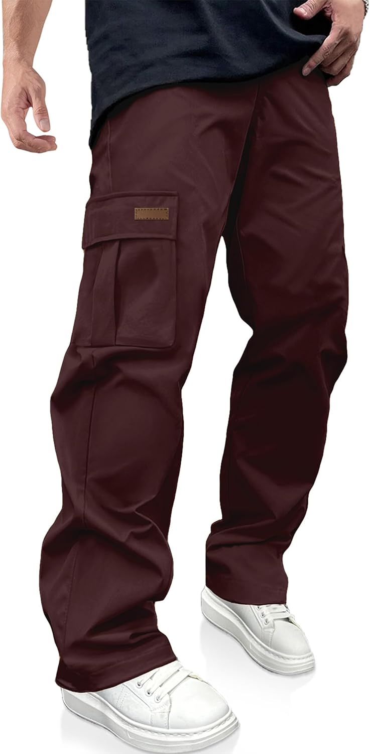 Men's Casual Cargo Pants Drawstring Hiking Workout Tactical Joggers Sweatpants for Men with Pockets