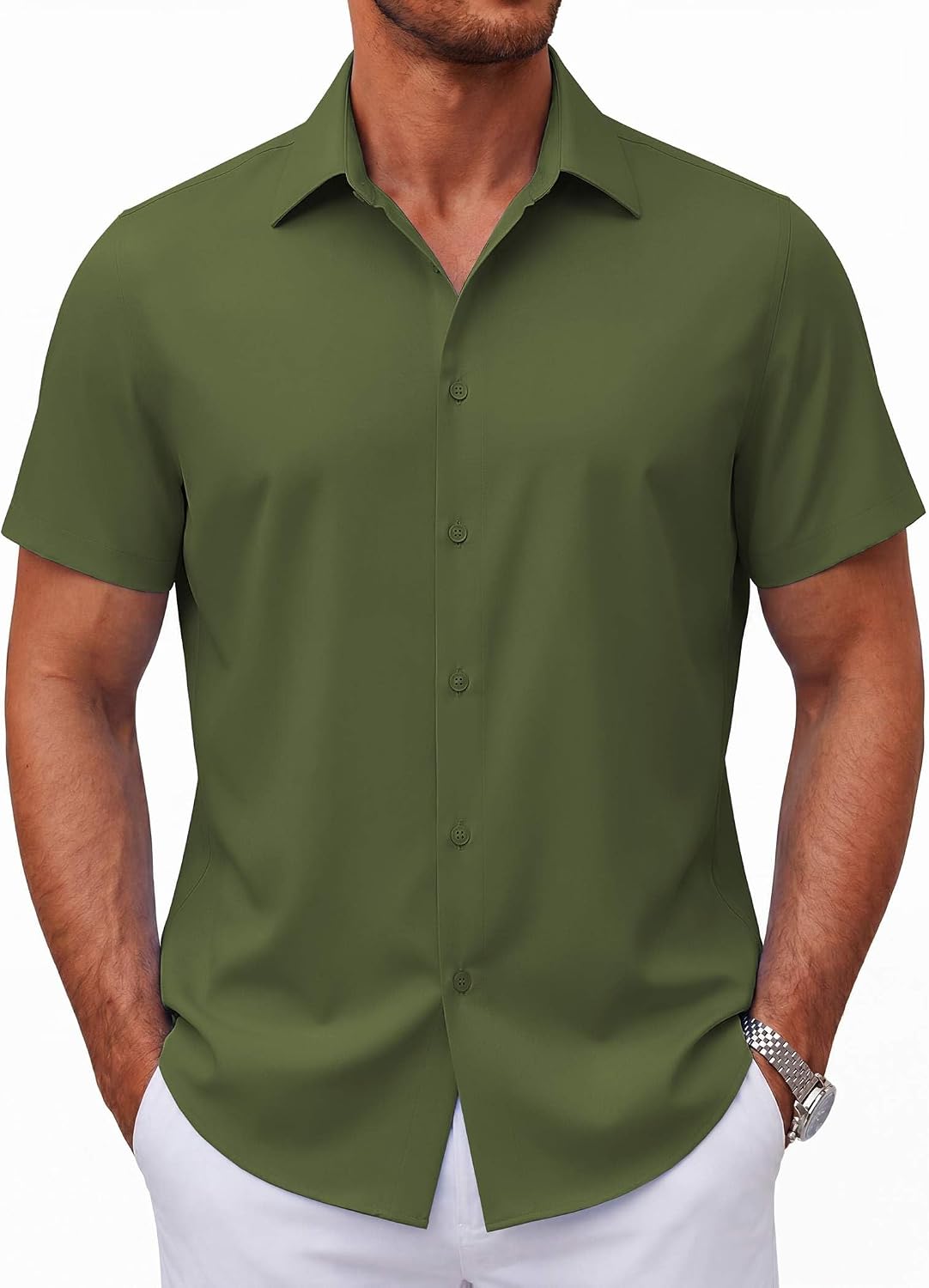 Mens Short Sleeve Button Down Shirts Casual Summer Shirt Untucked Dress Shirts