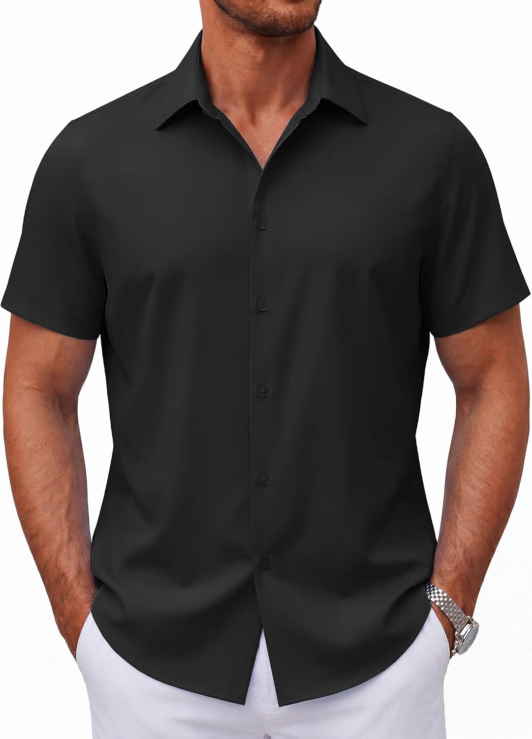 Mens Short Sleeve Button Down Shirts Casual Summer Shirt Untucked Dress Shirts